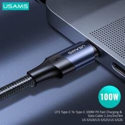 USAMS U71 2M Type-C to Type-C 100W PD Fast Charging & Data Cable US-SJ525 8 USAMS U71 2M Type-C to Type-C 100W PD Fast Charging & Data Cable US-SJ525 - Image 3