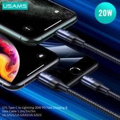 USAMS U71 20W PD Type-C to Lighting Fast Charging Data Cable 3 Meter US-SJ523 - Image 4