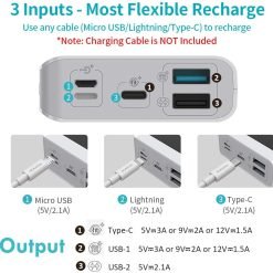 ROMOSS Sense 6PS+ Fast Charge Type C Power Bank, 20000mAh 18W PD Portable Charger with 3 Inputs & 3 Outputs 12 ROMOSS Sense 6PS+ Fast Charge Type C Power Bank, 20000mAh 18W PD Portable Charger with 3 Inputs & 3 Outputs - Image 6