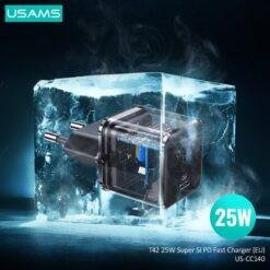 USAMS Super Si 25W PD Charger Super Fast Charger QC 3.0 2.0 USB Type C Charger 9 USAMS Super Si 25W PD Charger Super Fast Charger QC 3.0 2.0 USB Type C Charger - Image 3
