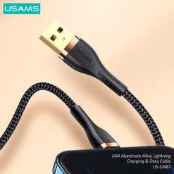 Alternative view of USAMS U64 Aluminum Alloy Type-C Charging & Data Cable Braided 1.2M with Gold Plated Joints US-SJ488