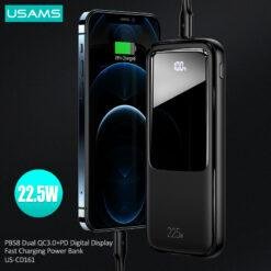 USAMS PB58 10000mAh 22.5W Dual QC3.0 PD LED Digital Fast Charging Power Banks US-CD161 9 USAMS PB58 10000mAh 22.5W Dual QC3.0 PD LED Digital Fast Charging Power Banks US-CD161 - Image 4