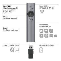 Logitech Professional Presenter Spotlight Presentation Remote Grey - Image 3