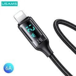 Alternative view of USAMS U78 2.4A Lightening Digital Display Fast Charging and Data Cable Braided 1.2M Data Fast Charging US-SJ543