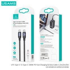 USAMS U71 2M Type-C to Type-C 100W PD Fast Charging & Data Cable US-SJ525 11 USAMS U71 2M Type-C to Type-C 100W PD Fast Charging & Data Cable US-SJ525 - Image 6
