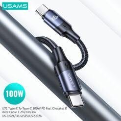 USAMS U71 2M Type-C to Type-C 100W PD Fast Charging & Data Cable US-SJ525 9 USAMS U71 2M Type-C to Type-C 100W PD Fast Charging & Data Cable US-SJ525 - Image 4