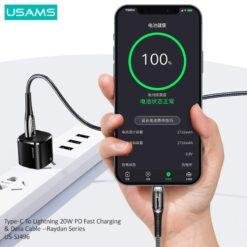 USAMS Raydan Series Type-C To Lightning 20W PD Fast Charging & Data Cable 1.2M US-SJ496 - Image 5