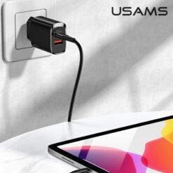 USAMS T35 USB and Type-C 20W QC3.0 and PD3.0 Fast Charger 2 Ports Quick Charger US-CC121 14 USAMS T35 USB and Type-C 20W QC3.0 and PD3.0 Fast Charger 2 Ports Quick Charger US-CC121 - Image 7