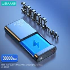USAMS SuperMAC 30000mah 65W Fast Power Bank for Laptop and Smart Devices Charging Kit with 100W Type-C to Type-C PD Cable 13 USAMS SuperMAC 30000mah 65W Fast Power Bank for Laptop and Smart Devices Charging Kit with 100W Type-C to Type-C PD Cable - Image 6
