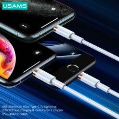 USAMS 1.2m Type C to Lightening 20W Quick Charging Cable PD Data US-SJ484 10 USAMS 1.2m Type C to Lightening 20W Quick Charging Cable PD Data US-SJ484 - Image 3