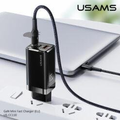 Alternative view of USAMS 65W GaN Mini Fast Wall Charger with 3 Ports For Laptop Mobile Phone Tablet US-CC110