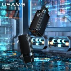 USAMS 65W GaN Mini Fast Wall Charger with 3 Ports For Laptop Mobile Phone Tablet US-CC110 11 USAMS 65W GaN Mini Fast Wall Charger with 3 Ports For Laptop Mobile Phone Tablet US-CC110 - Image 4