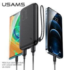 USAMS PB56 10000mah Dual USB Fast Power Bank with Lanyard US-CD150 10 USAMS PB56 10000mah Dual USB Fast Power Bank with Lanyard US-CD150 - Image 3