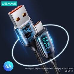 USAMS 66W Type C Digital Display 6A Fast Charging and Data Cable Braided 1.2M Data Fast Charging SJ544 14 USAMS 66W Type C Digital Display 6A Fast Charging and Data Cable Braided 1.2M Data Fast Charging SJ544 - Image 7