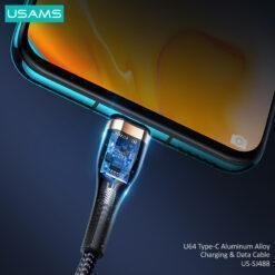 USAMS U64 Aluminum Alloy Lightening Charging & Data Cable Braided 1.2M with Gold Plated Joints US-SJ487 - Image 5