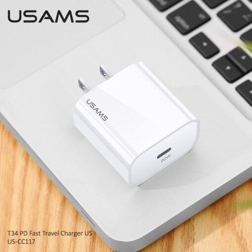 USAMS T34 Type C PD 20W Fast Charger 20W Quick Charge 4.0 3.0 QC Phone Charger US-CC118