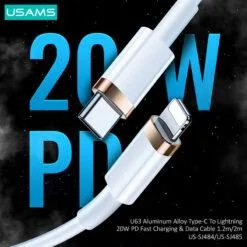 USAMS 1.2m Type C to Lightening 20W Quick Charging Cable PD Data US-SJ484