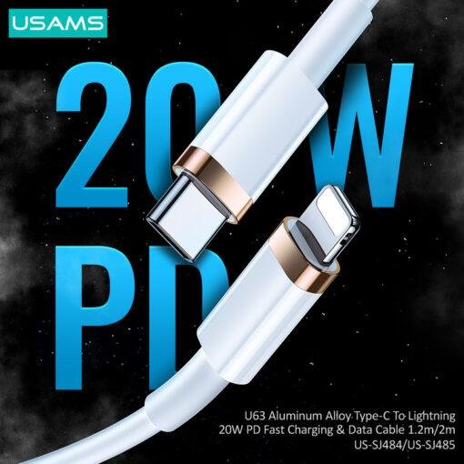 USAMS 2m Type C to Lightening 20W Quick Charging Cable PD Data US-SJ485