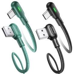 USAMS U57 RGB Dual Right Angle Gaming Micro USB Data Cable for Android Nylon Braided 1.2M US-SJ457 - Image 3