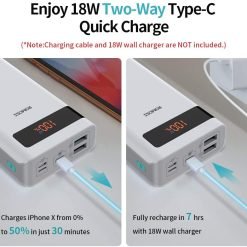 ROMOSS Sense 6PS+ Fast Charge Type C Power Bank, 20000mAh 18W PD Portable Charger with 3 Inputs & 3 Outputs 10 ROMOSS Sense 6PS+ Fast Charge Type C Power Bank, 20000mAh 18W PD Portable Charger with 3 Inputs & 3 Outputs - Image 4