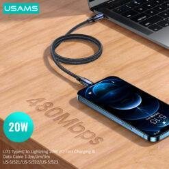 USAMS U71 20W PD Type-C to Lighting Fast Charging Data Cable 3 Meter US-SJ523 - Image 5