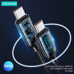 USAMS 100W Type C Digital Display Fast Charging and Data Cable Braided 1.2M Data Fast Charging US-SJ546