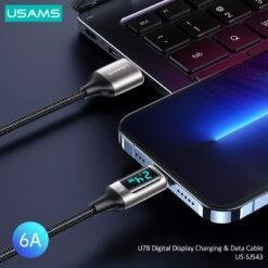 USAMS U78 2.4A Lightening Digital Display Fast Charging and Data Cable Braided 1.2M Data Fast Charging US-SJ543 - Image 3
