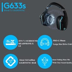 Logitech G633s RGB LIGHTSYNC Wired Gaming Headset 7.1 Surround Sound with Mic 10 Logitech G633s RGB LIGHTSYNC Wired Gaming Headset 7.1 Surround Sound with Mic - Image 5