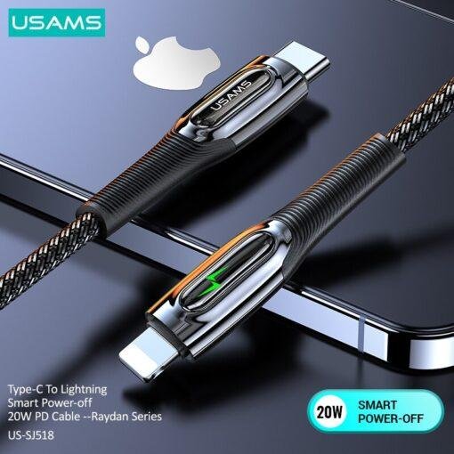 USAMS 20W Type-C to Lightning Smart Power-off PD Cable Fast Charging For iPhone US-SJ518