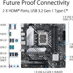 Alternative view of ASUS Prime B660M-A D4 LGA 1700(Intel 12th Gen) mATX Motherboard (PCIe 4.0, DDR4,2xM.2 Slots, 1Gb LAN