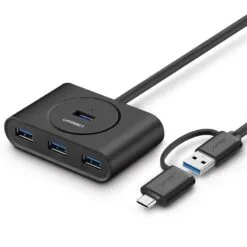 UGREEN 4 Ports USB 3.0 Hub With Type-C USB 3.1 OTG Adapter Converter 2 in 1 High Speed