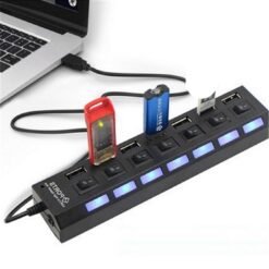 Alternative view of 7 Ports USB 2.0 Hub With on/off switch - Black