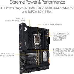 Alternative view of ASUS TUF GAMING H670-PRO WIFI D4 Intel® H670 (LGA 1700) ATX Motherboard with PCIe 5.0 slot, four PCIe 4.0 M.2 slots