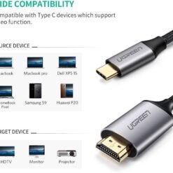 Alternative view of UGREEN 2M USB Type-C to HDMI 4K Nylon Cable Thunderbolt Supported