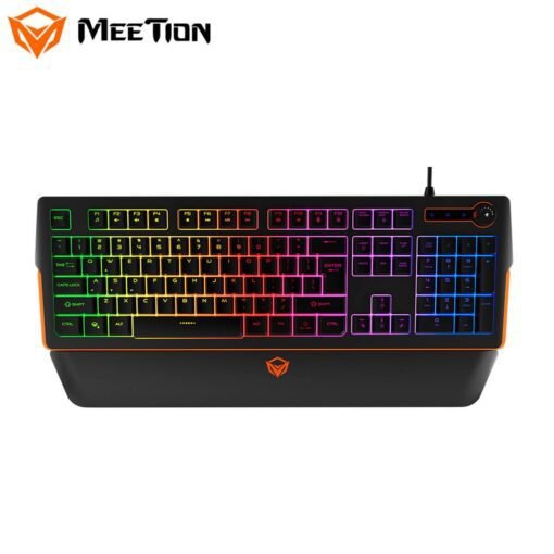 MeeTion RGB Membrane Gaming Keyboard with  Magnetic Wrist Rest and Media Control K9520