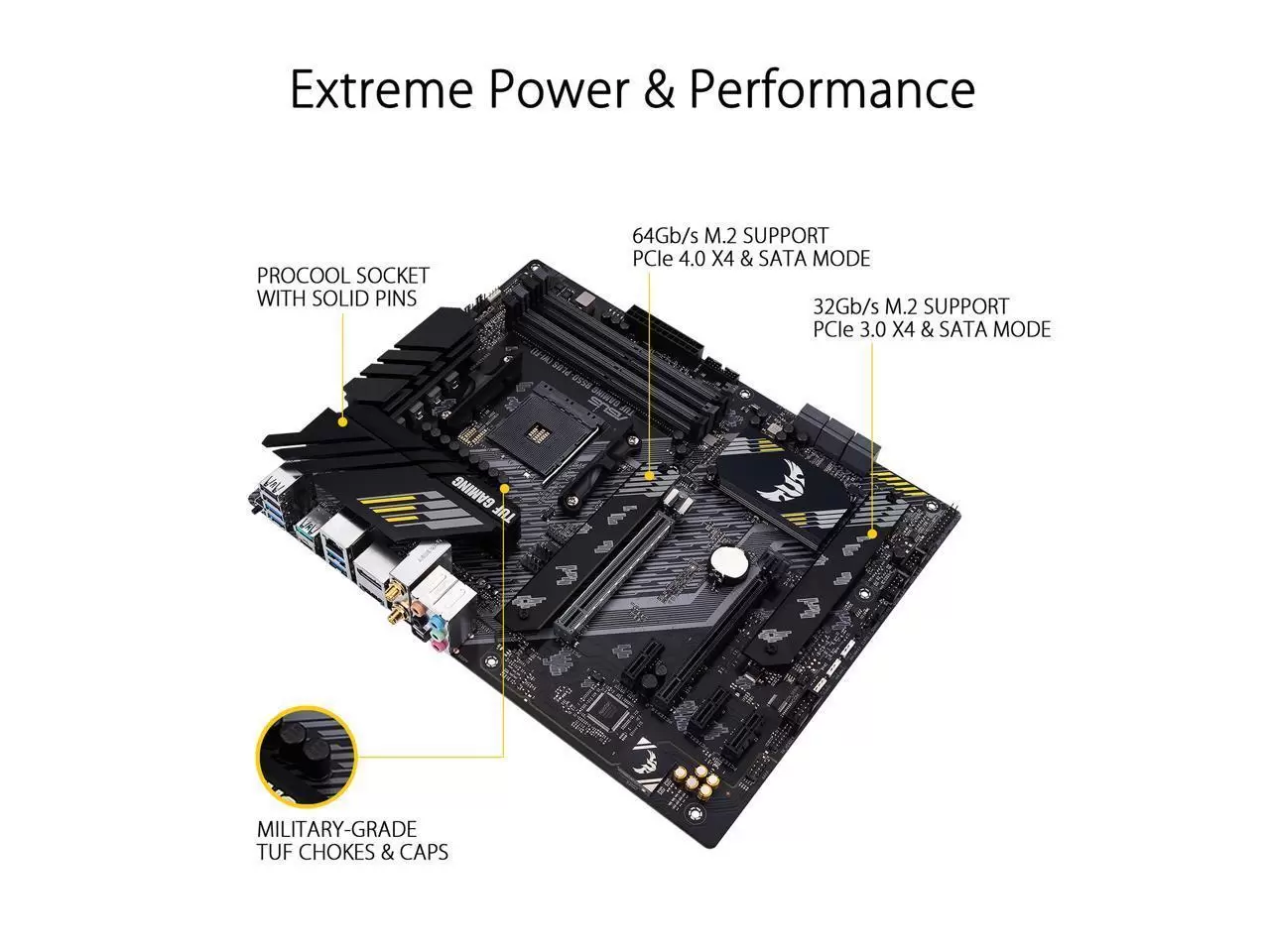 ASUS TUF GAMING B550-PLUS (WI-FI) AMD B550 (Ryzen AM4) ATX Gaming Motherboard with PCIe 4.0, dual M.2, 10 DrMOS power stages, Intel Wi-Fi 6, 2.5 Gb Ethernet 5 ASUS TUF GAMING B550-PLUS (WI-FI) AMD B550 (Ryzen AM4) ATX Gaming Motherboard with PCIe 4.0, dual M.2, 10 DrMOS power stages, Intel Wi-Fi 6, 2.5 Gb Ethernet - Image 5