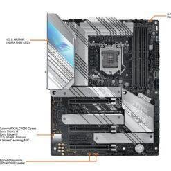 Alternative view of ASUS ROG STRIX Z590-A GAMING WIFI Intel® Z590 LGA 1200 ATX motherboard with PCIe 4.0, 14+2 teamed power stages, Two-Way AI Noise Cancelation