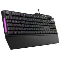Alternative view of ASUS TUF Gaming K1 RGB Membrane Gaming Keyboard with Dedicated Volume Knob, spill-resistance, side light bar and Armoury Crate
