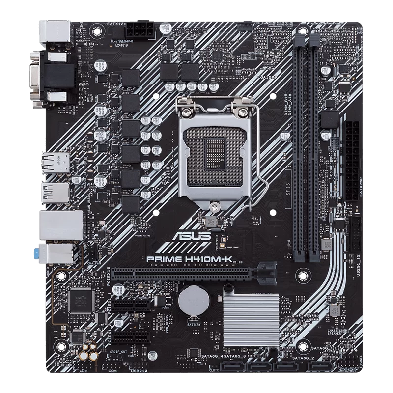 ASUS PRIME H410M-K Intel® H410 (LGA 1200) mic-ATX motherboard with DDR4 support, DVI, D-Sub, USB 3.2 Gen 1 ports, SATA 6 Gbps, COM header 2 ASUS PRIME H410M-K Intel® H410 (LGA 1200) mic-ATX motherboard with DDR4 support, DVI, D-Sub, USB 3.2 Gen 1 ports, SATA 6 Gbps, COM header - Image 2