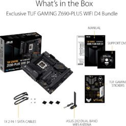 Alternative view of ASUS TUF GAMING Z690-PLUS WIFI D4 Intel® Z690 (LGA 1700) ATX Gaming Motherboard, 15 DrMOS power stages, PCIe® 5.0, DDR4 memory, four M.2 slots
