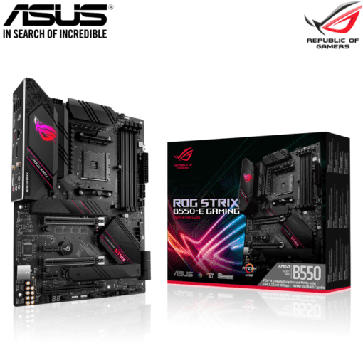 ASUS ROG Strix B550-E Gaming AMD AM4 3rd Gen Ryzen ATX Gaming Motherboard-PCIe 4.0, NVIDIA SLI, WiFi 6, 2.5Gb LAN, 14+2 Power Stages, USB 3.2 Type-C