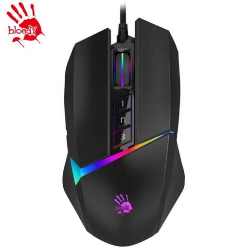 a4tech Bloody W60 MAX RGB Gaming Mouse with 10,000 Cpi Sensor and Adjustable LOD