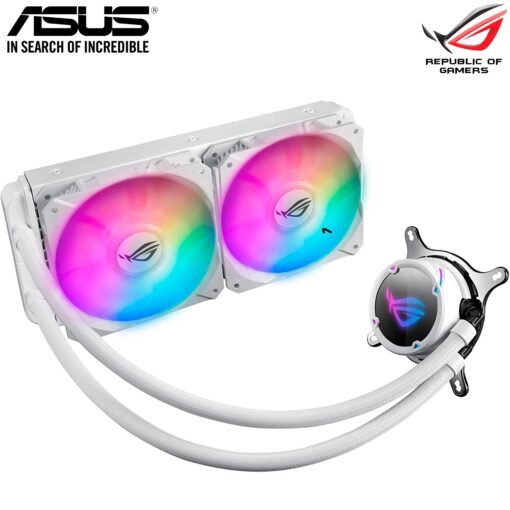 ASUS ROG Strix LC 240 RGB All-in-One Liquid CPU Cooler White Edition with Aura Sync, and Dual ROG 120mm Addressable RGB Radiator Fans