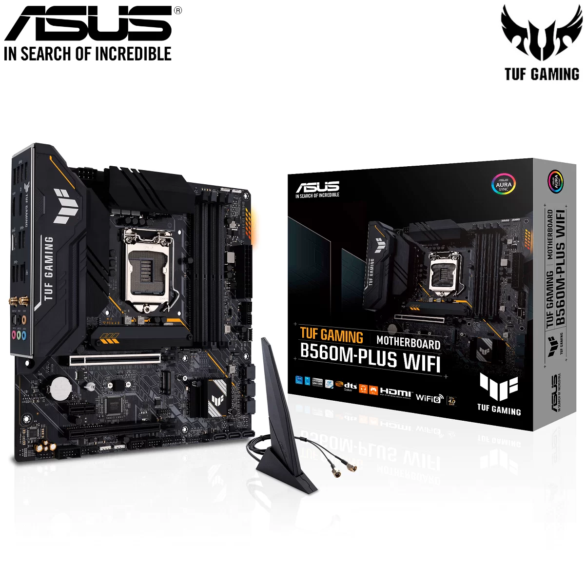ASUS TUF GAMING B560-PLUS WIFI Intel® B560 (LGA 1200) mATX motherboard with PCIe 4.0, two M.2 slots, 8+1 Power stages, Realtek 2.5Gb Ethernet, Intel® Wi-Fi 6