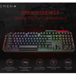 Omen by HP Sequencer RGB Mechanical Optical Gaming Keyboard 10X Faster Blue Switch Volume Roller Bar Anti Ghosting