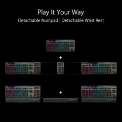Alternative view of ASUS ROG Claymore II Modular TKL 80%/100% Gaming Mechanical Keyboard Wired & Wireless 2.4G Modes with ROG RX Optical Mechanical RED Switches, Detachable Numpad & Wrist Rest