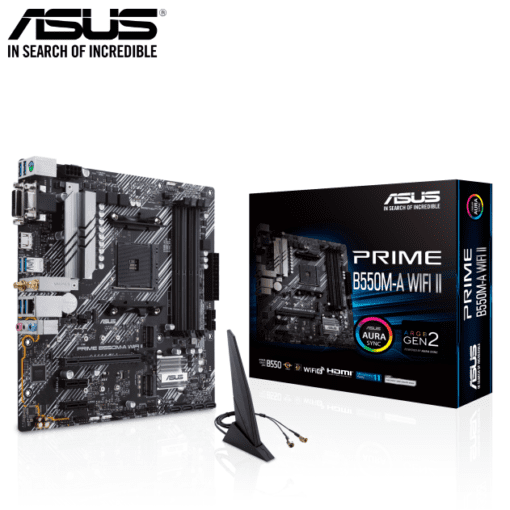 ASUS PRIME B550M-A WIFI II AMD B550 (Ryzen AM4) micro ATX Motherboard with dual M.2, PCIe 4.0, Wi-Fi 6, 1 Gb Ethernet, HDMI