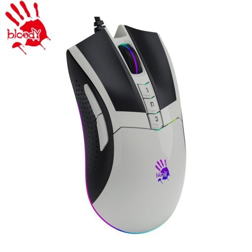 a4tech Bloody W90 MAX RGB Gaming Mouse with BC3332-A 10K Sensor Panda White