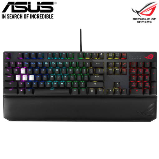 ASUS XA04 ROG Strix Scope Deluxe RGB Wired Mechanical Gaming Keyboard with Cherry MX Red Switches with Wrist Rest and Aluminum frame