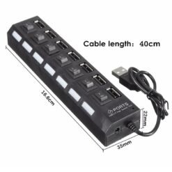 7 Ports USB 2.0 Hub With on/off switch - Black 6 7 Ports USB 2.0 Hub With on/off switch - Black - Image 3